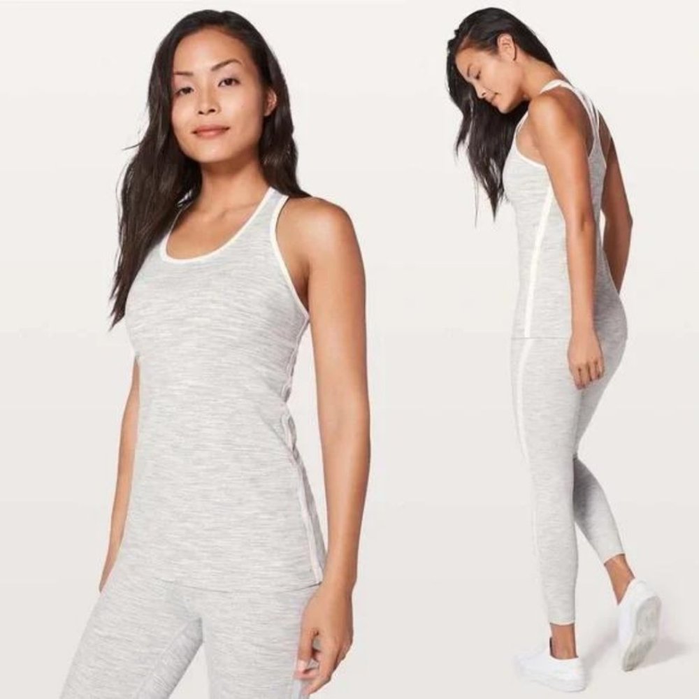 Lululemon Cool Racerback II Lined Up Wee Are From Space Size 6 White Nimbus Yoga